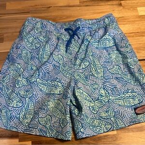 Vineyard Vines Blue and Green Patterned Swim Trunks
